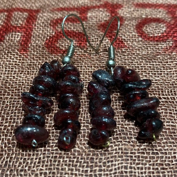 Katmandu Trading Company Jewelry - Garnet Chips Dual-Strand Earrings